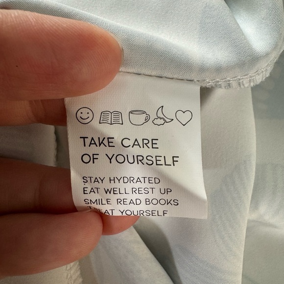 Shekou Butterfly Effect NWT 100% Satin Y2K Inspired Blue White Slip Dress - Picture 9 of 11